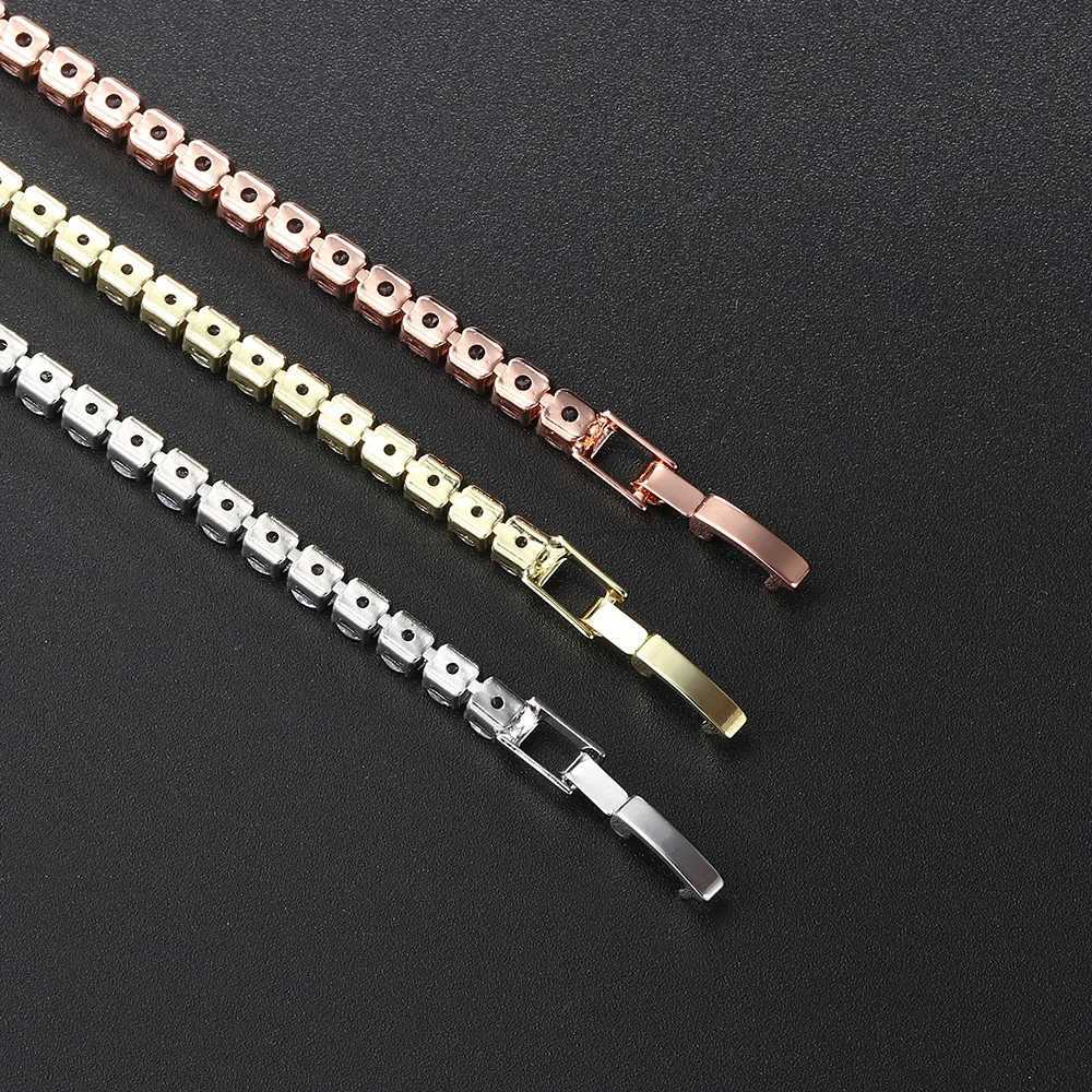 Colorful Zircon Tennis Bracelet Bangle for Women Luxury Silver Color 4mm Rainbow Crystal Hand Chain Jewelry Friend Gifts H229 XJ250707