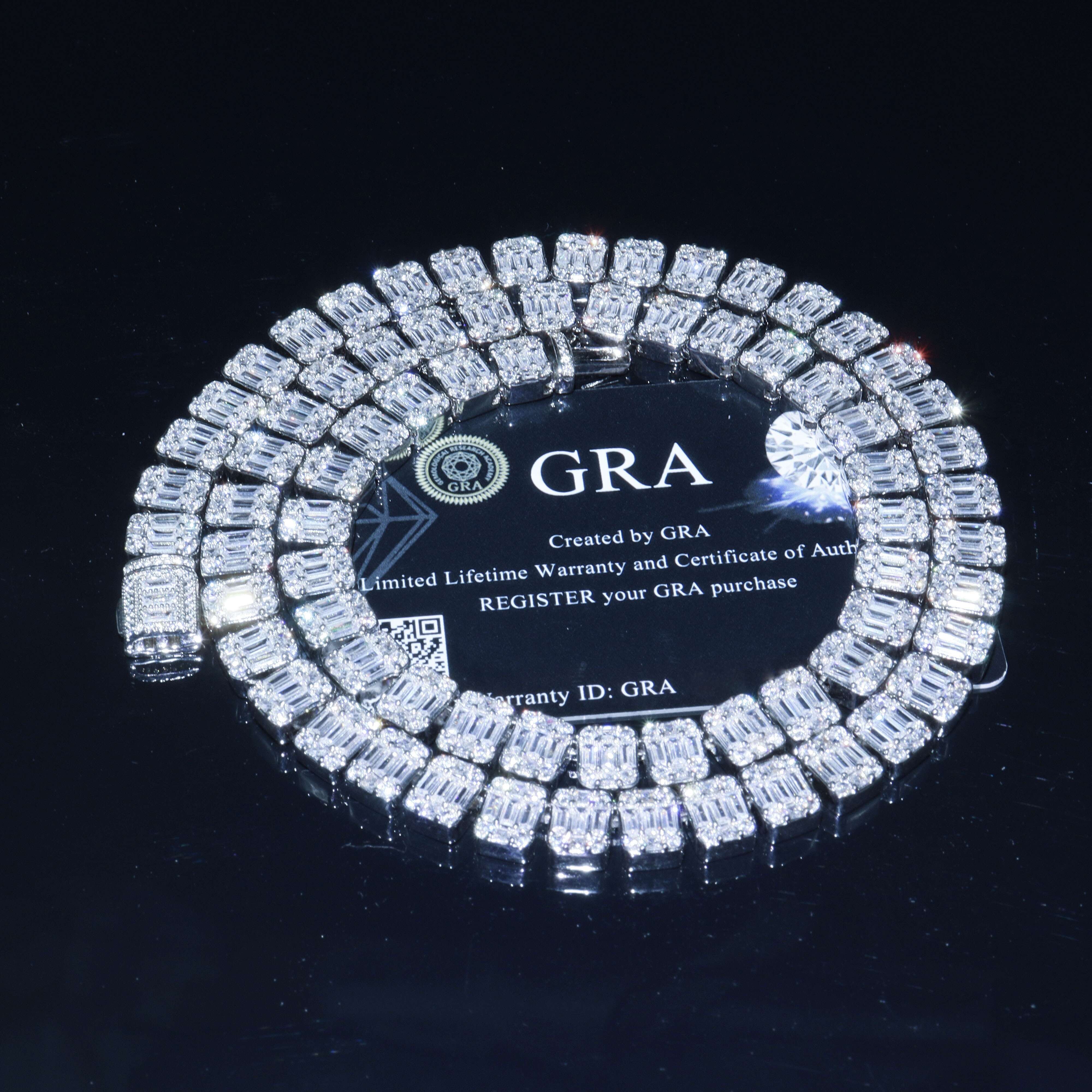 2024 Factory Price Silver With Gold Plated VVS D Color Moissanite Diamond Tennis Chain for Hip Hop Jewelry for Gift