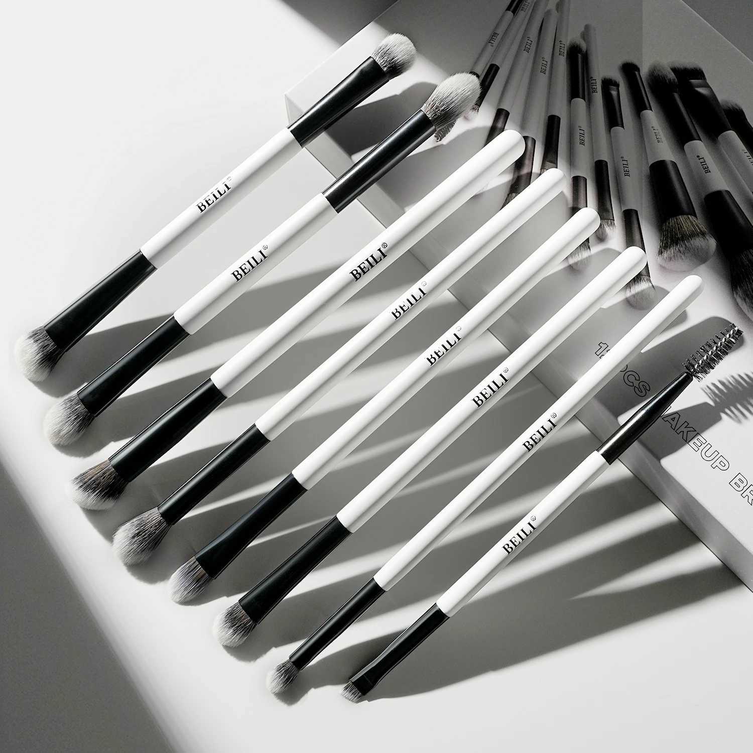 BEILI Professional Makeup Brushes Set 12 PCS Vegan Double-ended Foundation Contour Bronzer Eyeshadow Brush Travel Cosmetic Tool W250707