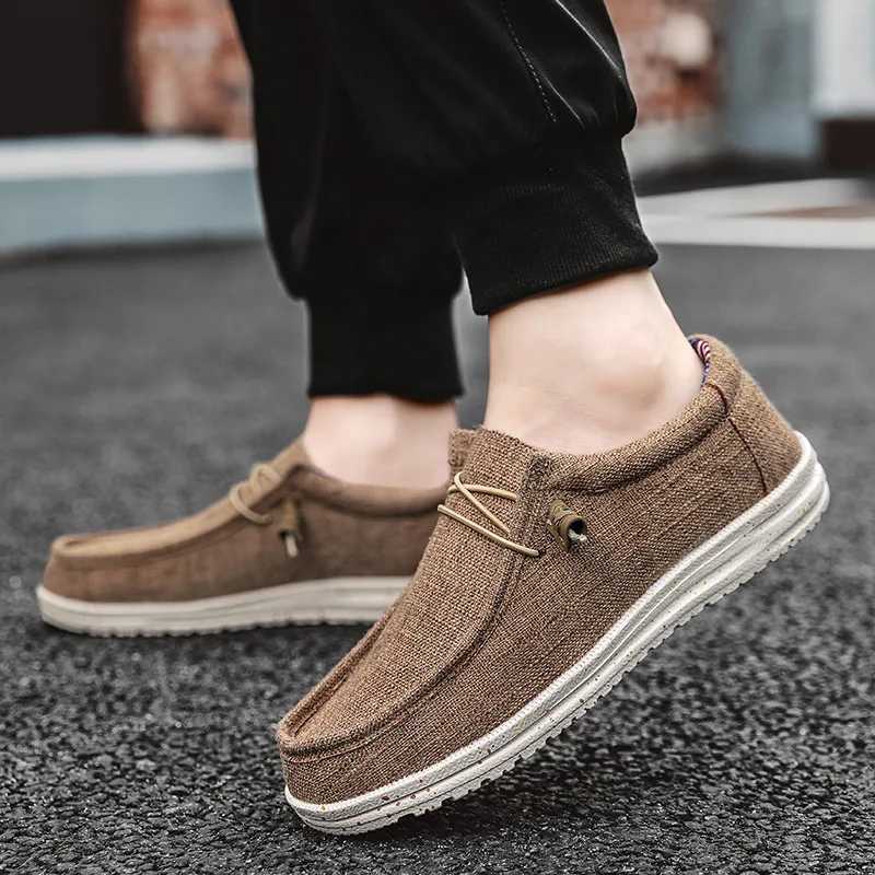 Fion Canvas Loafers For Men Cfortable Lightweight Breathable Mens Casual Shoes Flat Slip-on Driving Shoes Man Big Size 47 Y250707