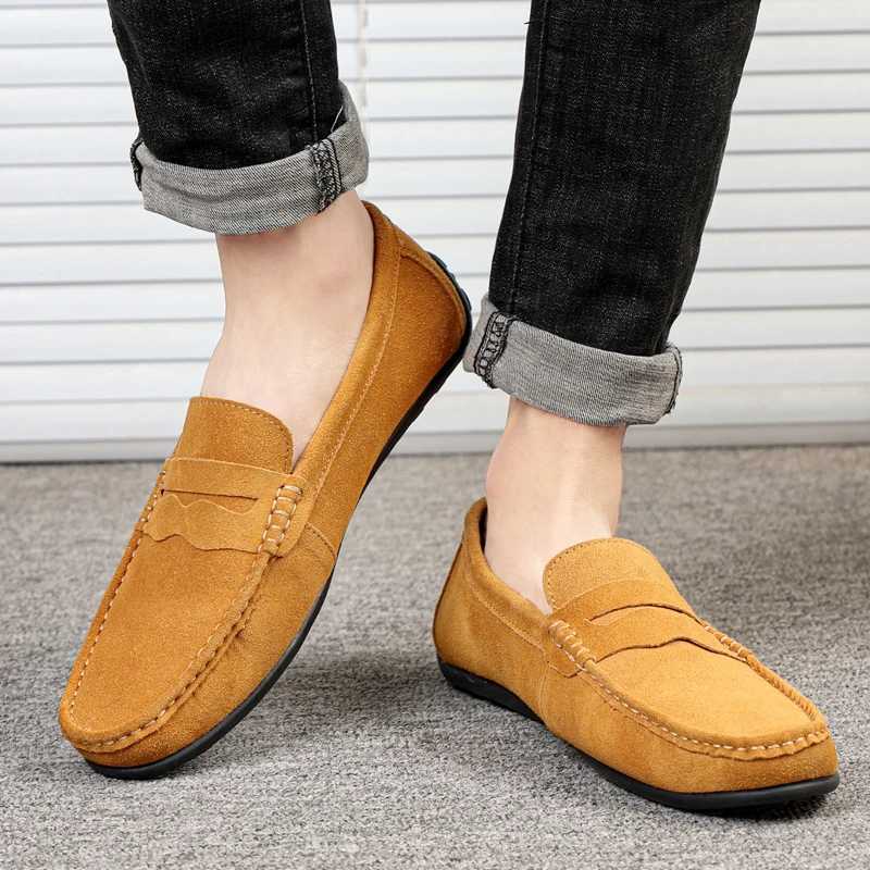 Men Casual Shoes Fion Men Shoes Handmade Suede Genuine Leather Mens Loafers Slip On Mens Flats M Driving Shoes Y250707