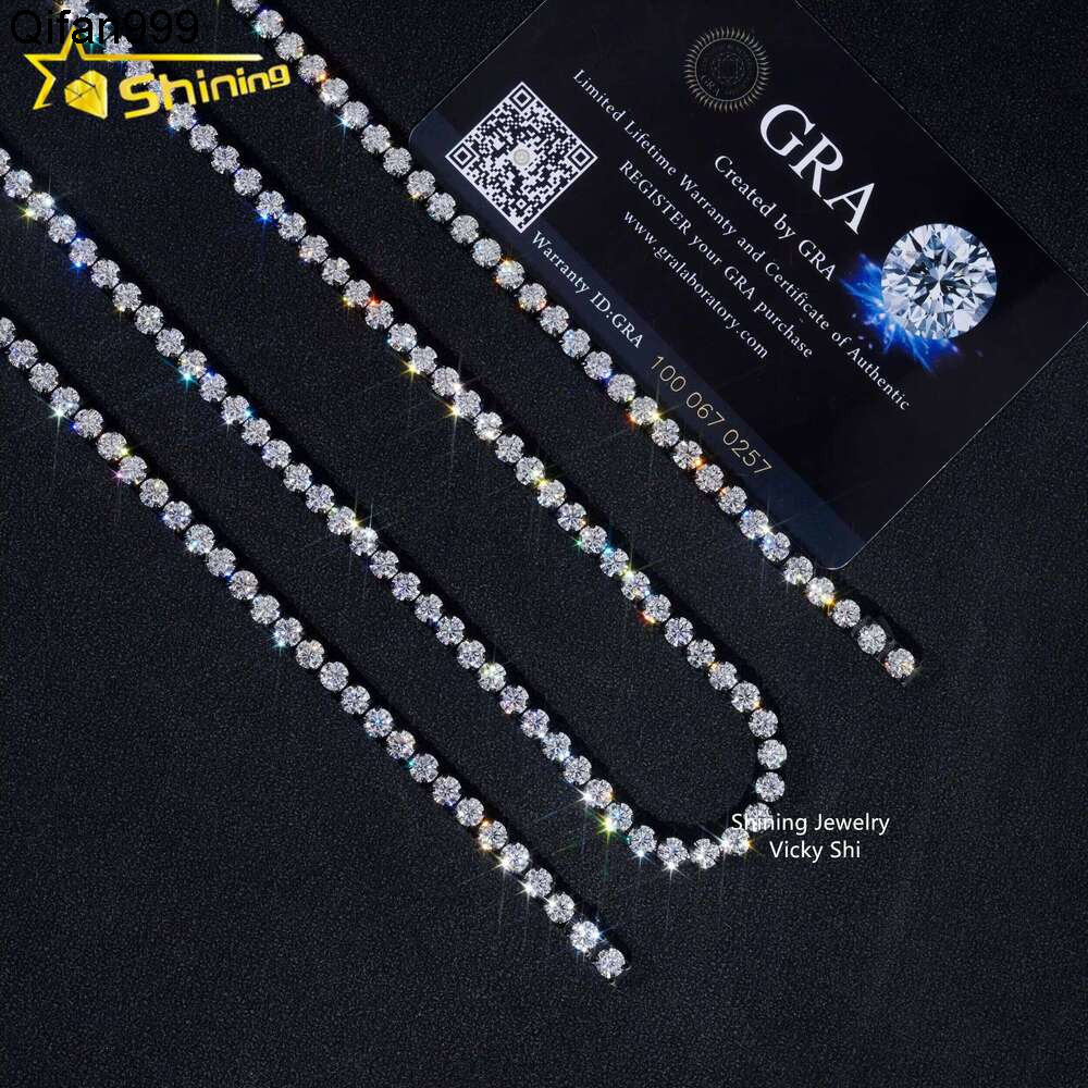 GRA Certified Fashion Jewelry Chain 316L Stainless Steel 4Mm Carbon Silica Tennis Bracelet And Necklace