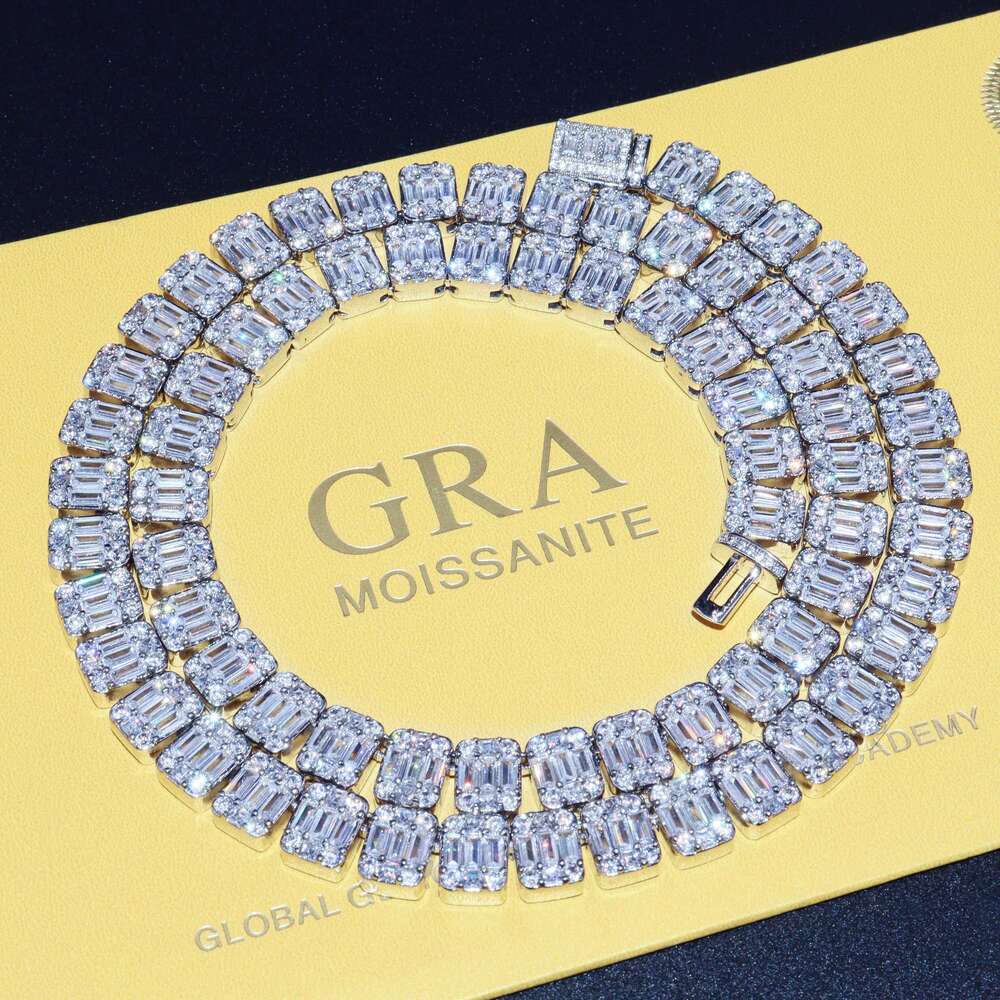 2024 Factory Price Silver With Gold Plated VVS D Color Moissanite Diamond Tennis Chain for Hip Hop Jewelry for Gift