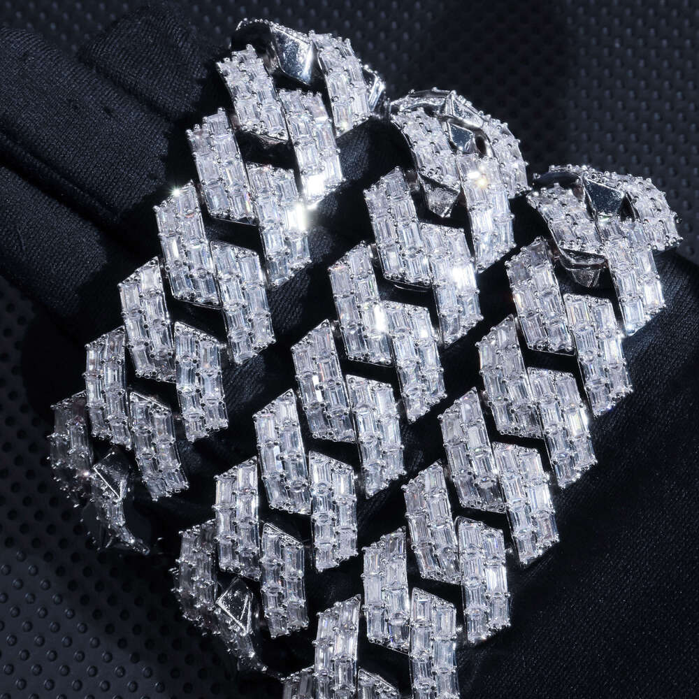 20mm Custom S925 Hip Hop Jewelry Iced Out Necklace Cuban Chain Iced Out Moissanite Diamond Bracelet Link Chain