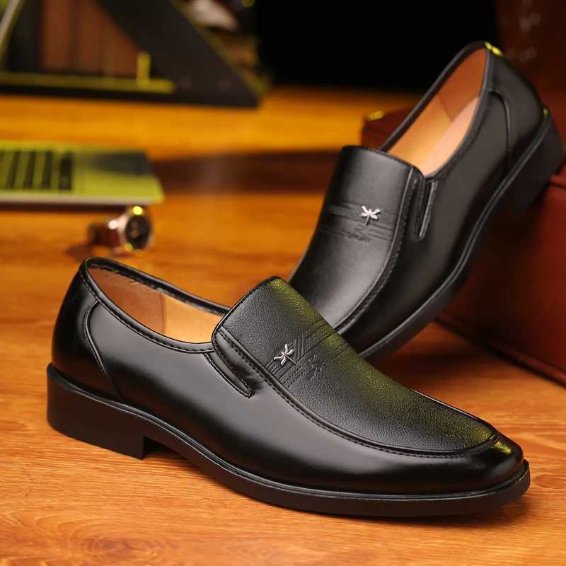 Leather Mens Business Brand Loafers Dress Breathable Slip on Black Driving M Formal Shoes Y250707