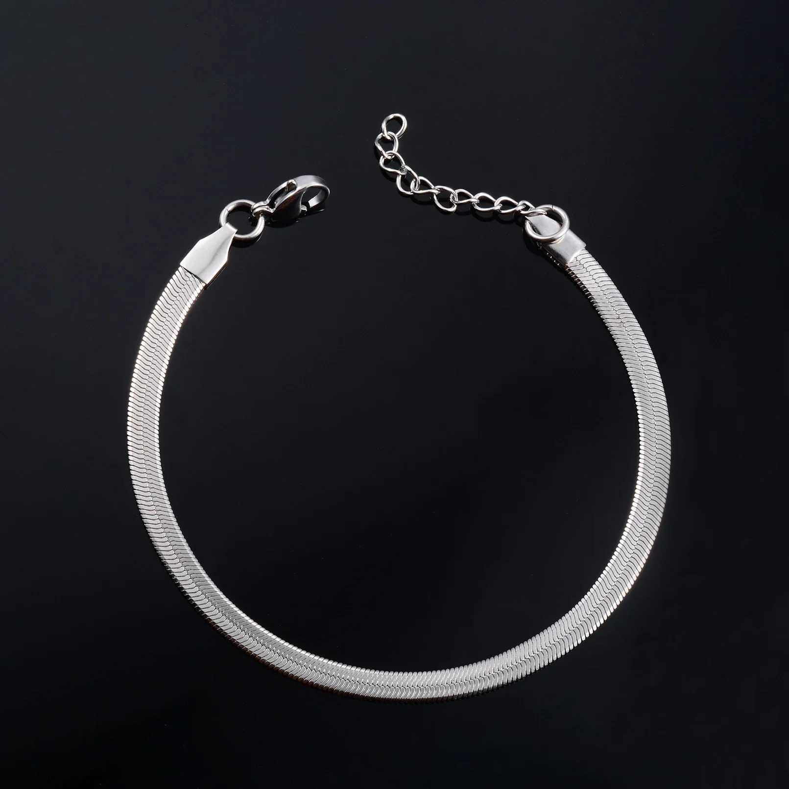 3mm 4mm Stainless Steel Flat Snake Bracelet Classic Gold Color Charm Chain Metal Jewelry for Men Women XJ250707