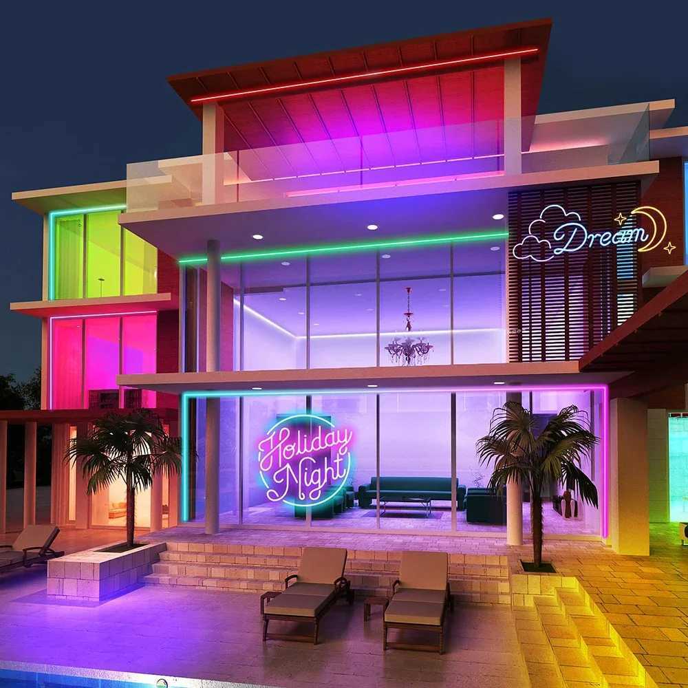 LED Neon Light Strip With Tuya Intelligent Control RGB Waterproof Neon Rope Light Suitable For Outdoor Decoration Of Houses W250701
