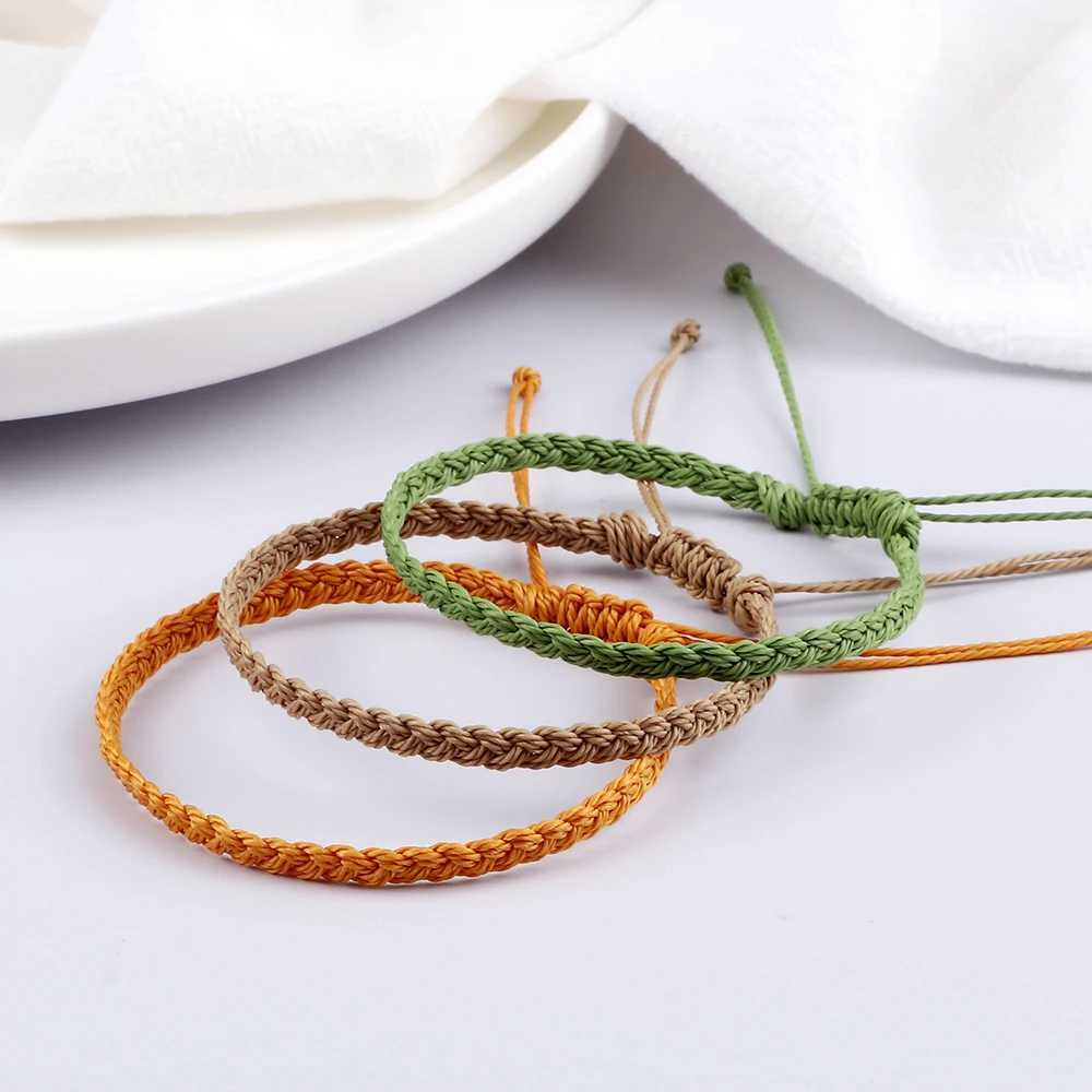 Classic Handmade Braided Bracelets for Women Men Pure Color Waxed Thread Braid Wristband Charm Bracelet Adjustable Jewelry Gifts XJ250707