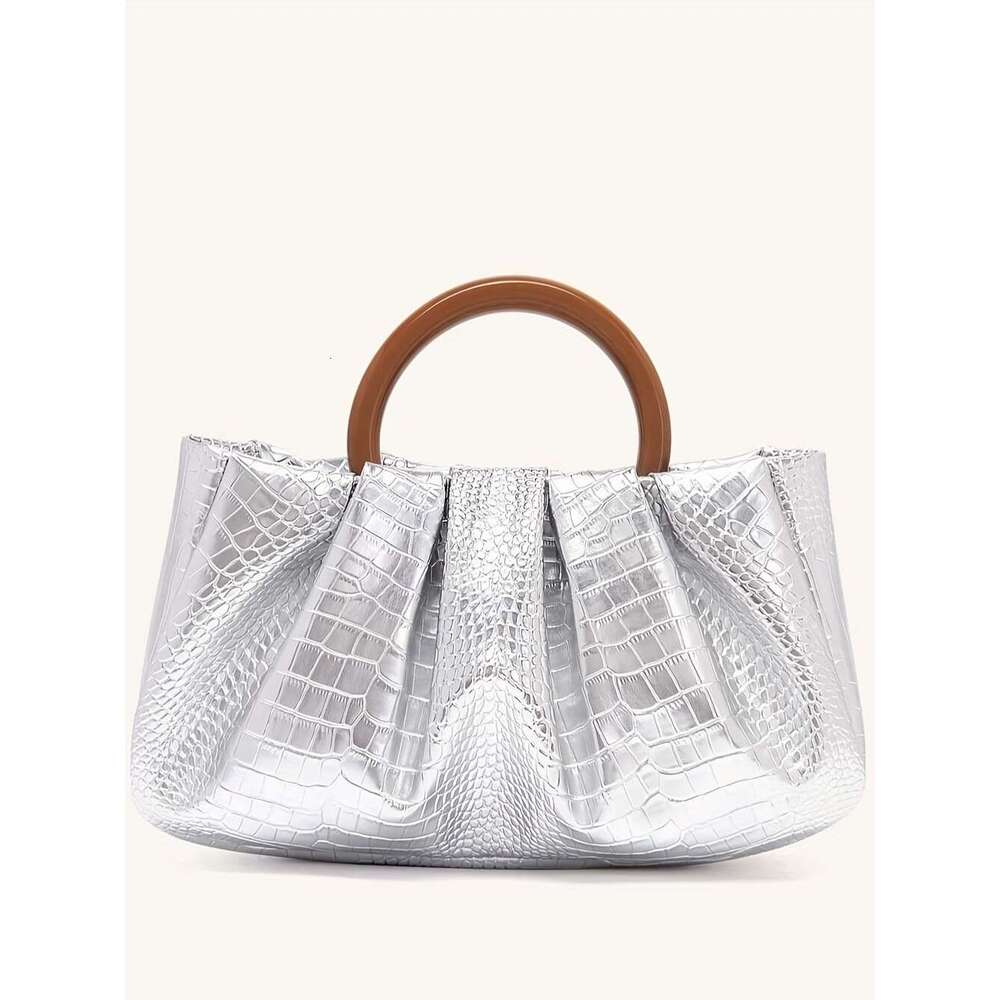 Wrinkled Cloud Bag 2025 New Banquet Bag Resin Large Circular Handbag Fashion Style Women's Bag