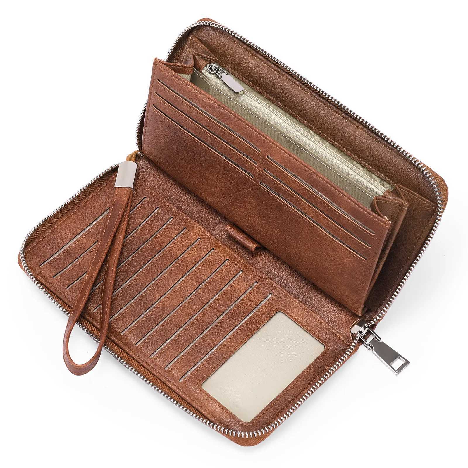 Vintage Wen Wallet Large Capacity LG Clutch Bag PU Leather Bank Holder Cell Phone Bag RFID Wallets For Wen Y250707