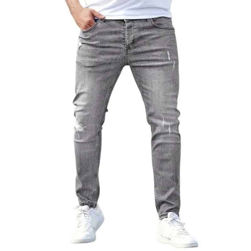 Men Elastic Skinny Jeans Casual Denim Pants Slim Fit Trousers Multi-Pocket Black Jeans Solid Cargo Pants Streetwear Mens Clothing XJ250707