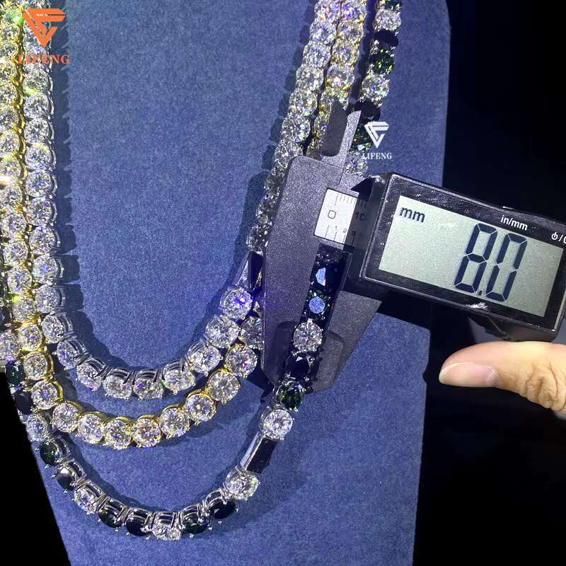 8mm Custom VVS Moissanite Grade D Tennis Chain Hip Hop Fine Jewelry Lab Diamond Tennis Chain Necklace Pendant Charms for Women