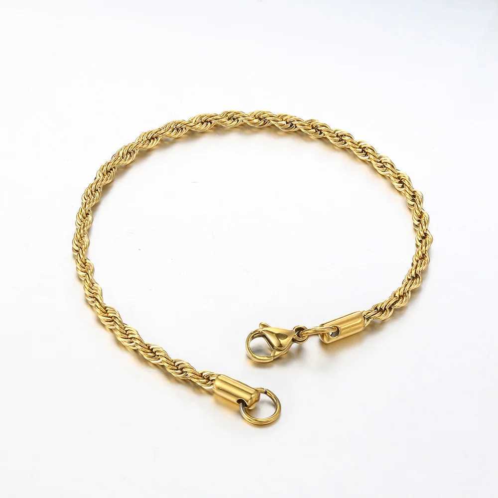 3mm 4mm Stainless Steel Rope Chain Bracelet for Women Gold Color Minimalist Bangle Hand Accessories Trendy Hippie Jewelry for Women C048 XJ250707