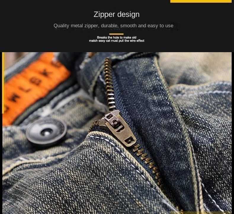 Luxury Mens Classic Jeans Straight Pants Autumn and Winter Retro Ripped Hole Denim Trousers Motorcycle Work Pants for MenXJ250707