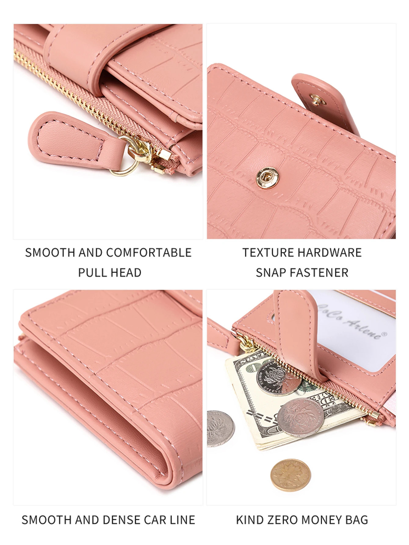 Classic Womens Card Clip Short Wallet Small Multi functionalPULeather Handbag Solid Color Double Fold Womens ZeroWallet 250704