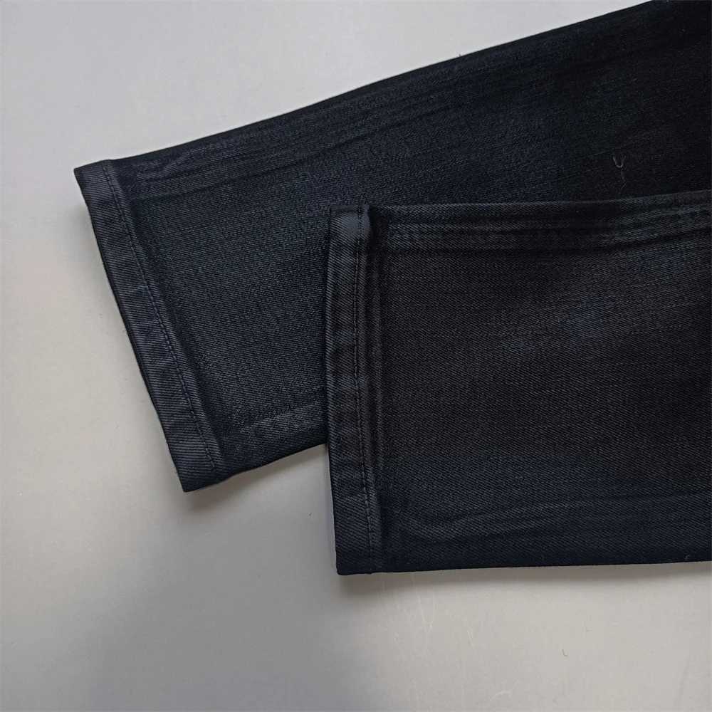 New Men Fashion Jeans American High Street Black Paint Hole Trend Low Rise Stretch Skinny Button Pleated Ripped Jeans Brandpants XJ250707