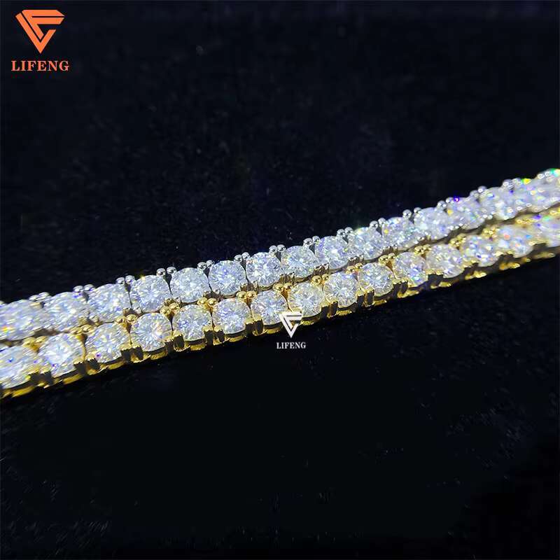 4mm Gold White Gold Plated 925 Sterling Silver Tennis Chain Necklace Iced Out Moissanite Diamond Hip Hop Jewelry Tennis Chain