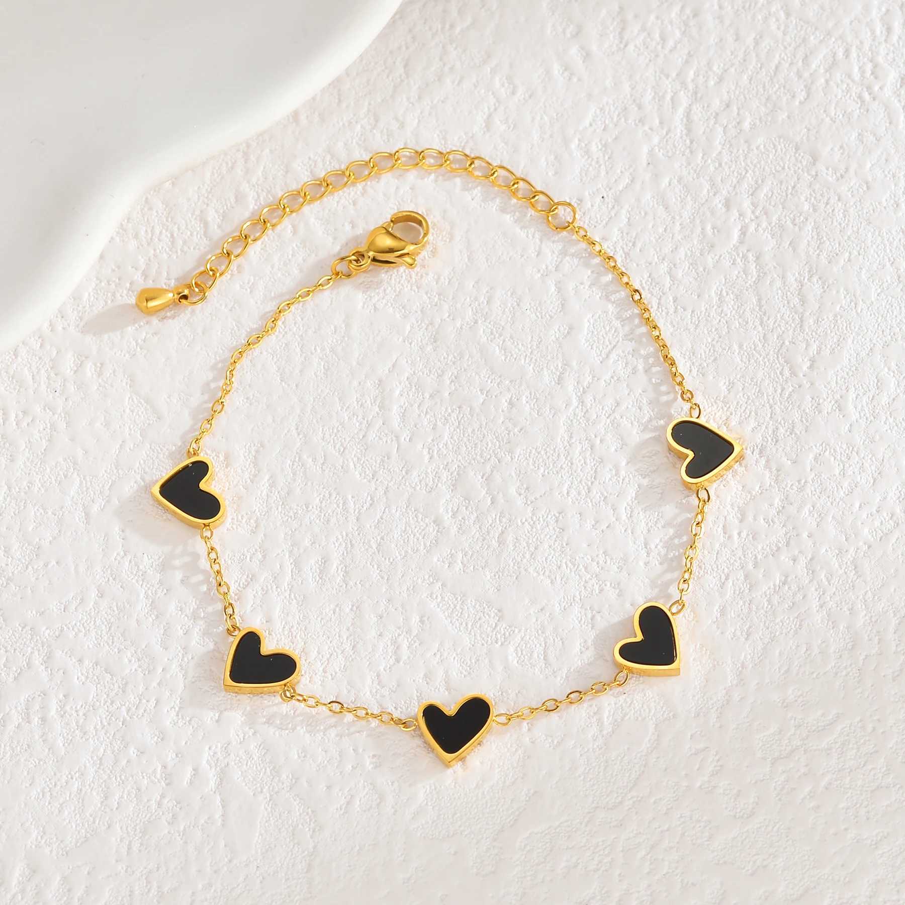 Trend Gold-Plated Stainless Steel Bracelet for Women Multi-Color Oil Drop Heart-Shaped Design Gorgeous Personality Jewelry GiftsXJ250707