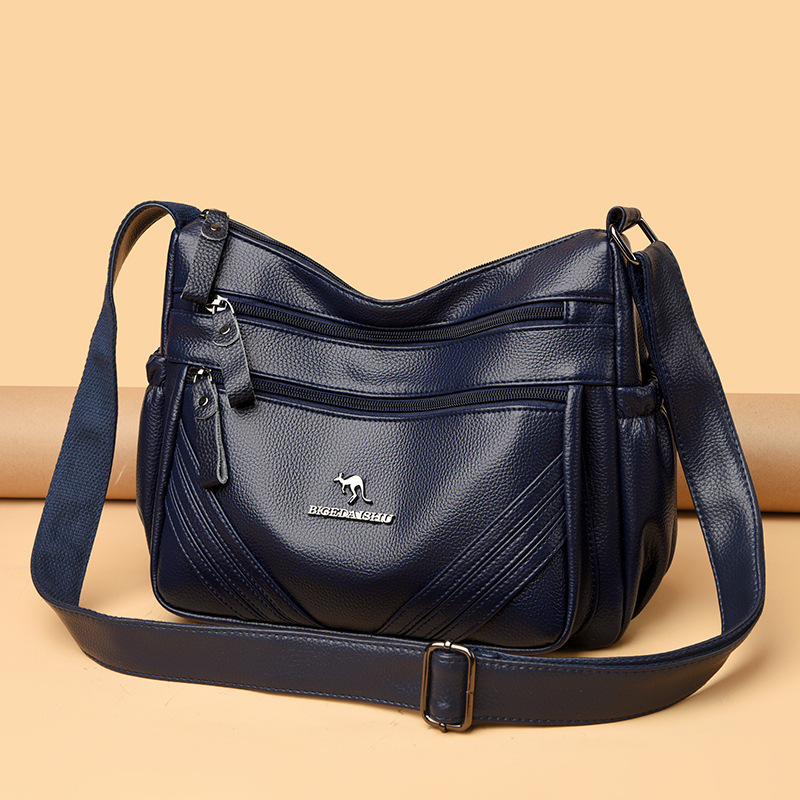 Free Shipping Kangaroo Soft Leather Large Capacity Women's Bag 2025 Designer New Middle-aged Mother Bag Multi-layer Shoulder Width Bag Trend