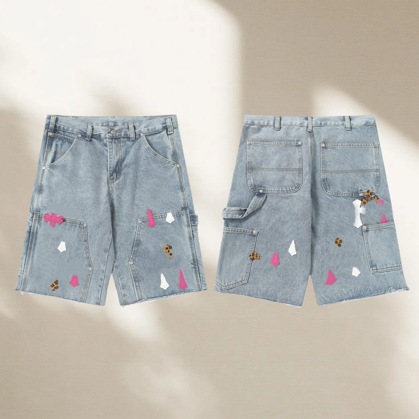 Stylish Cargo Style Shorts for Males Featuring Unique Military-Inspired Emblems