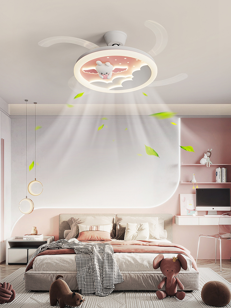 Energy-Efficient LED Ceiling Fan & Lamp Combination for Home Lighting Invisible leafless Cloud design