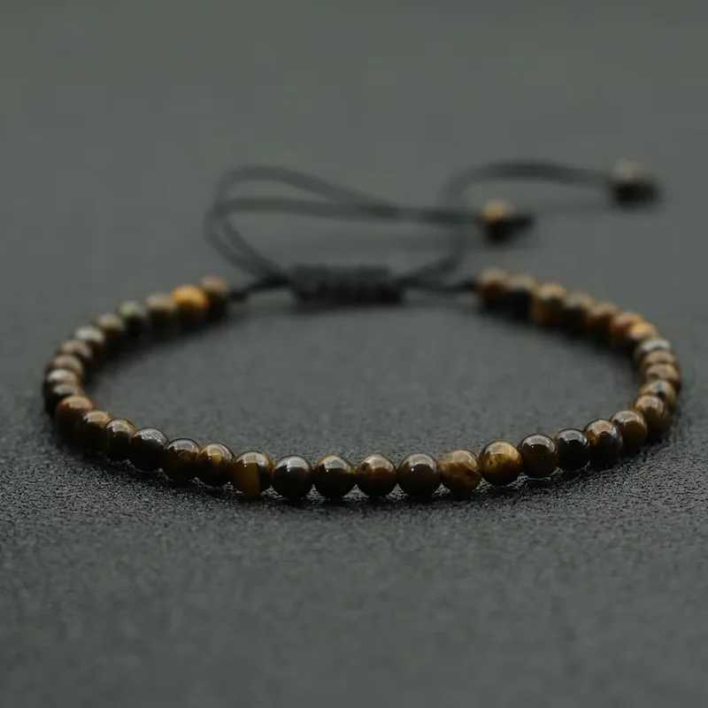 Fashion 4mm Natural Stone Bracelet Men Women Handmade Braided Adjustable Bracelet Small Tiger Eyes Howlite Agates Beads Bracelet XJ250707