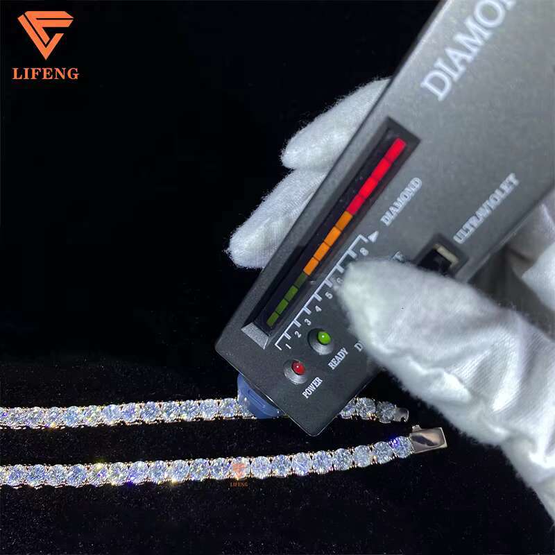 Iced Out Hip Hop Jewelry 3mm 4mm 5mm 6mm VVS Moissanite Tennis Chain Round Brilliant Cut Diamond 925 Silver Charm Necklace Women