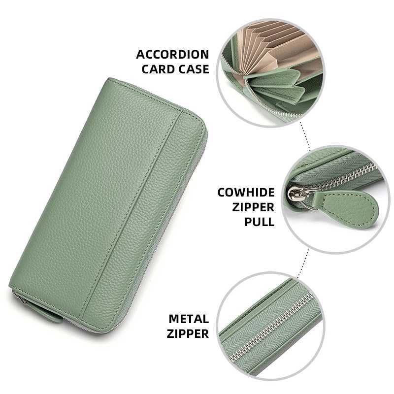 LG Zipper Wallet for Women Genuine Leather RFID Blocking Large Capacity Holder Wallets with Coin Pouch MeyPockets Y250707