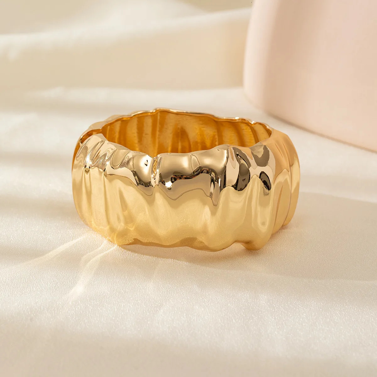 Exaggerated Silver Color Wide Geometric Irregular Cuff Bangle Punk Spring Open Bangle Bracelets Chunky Statement Jewelry 250701