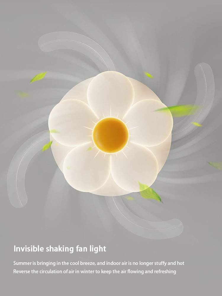 Modern Ceiling Fan with LED Light for Home Decor Flower Invisible leafless