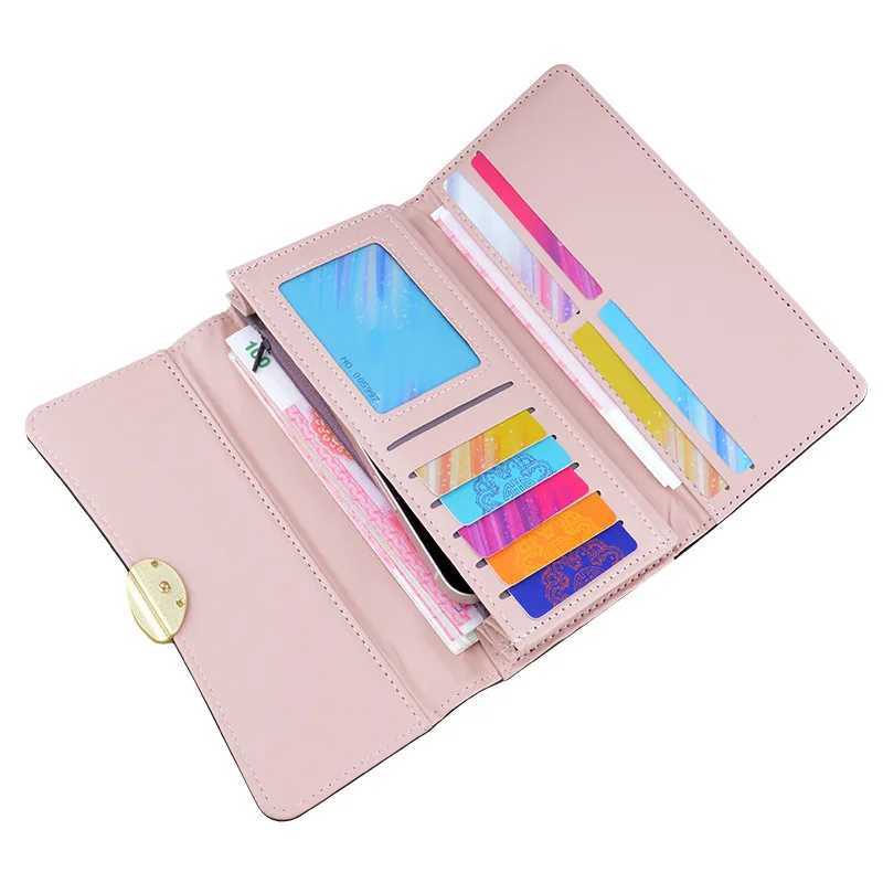 PU Leather Wen Wallets Luxury LG Hasp Fold-over Pattern Coin Purses Fem Brand Solid New Thin Cluh Phe Bag Y250707