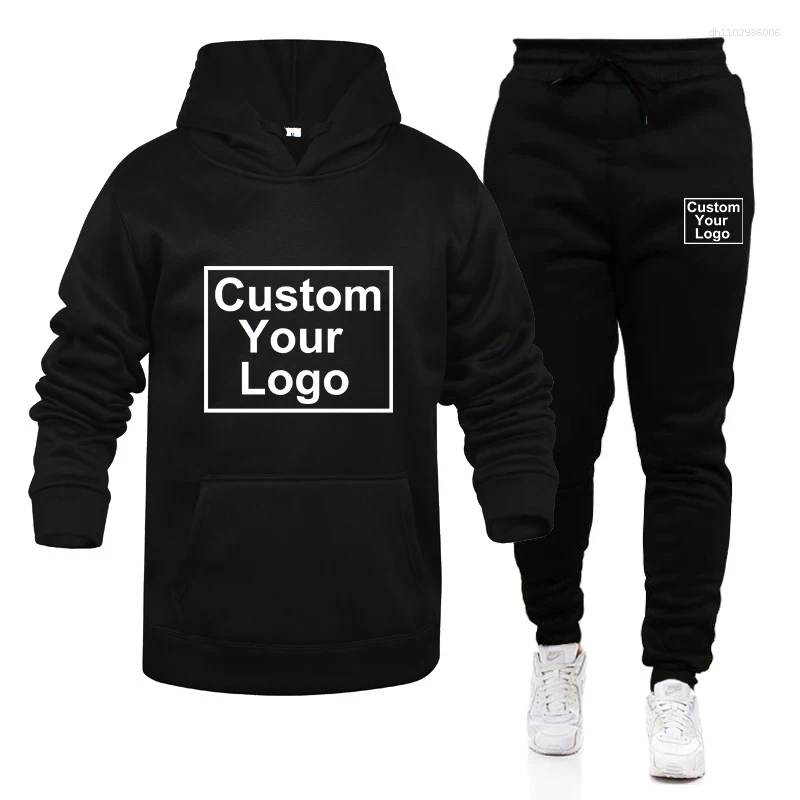 Men's Tracksuits Autumn Casual Tracksuit DIY Hoodies Design Your Logo Set Sweatsuits Jogger Pant Suits Athletic Sports Outfits