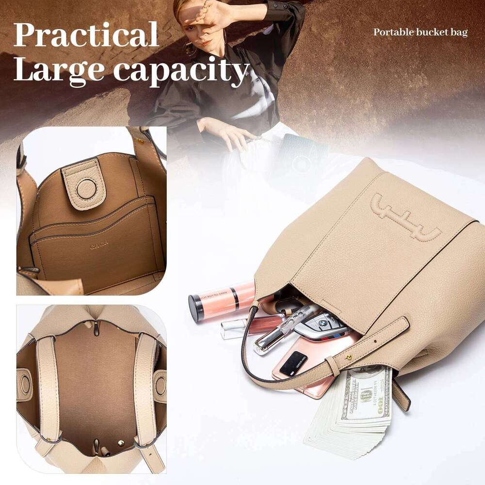 Versatile Commuter Large Capacity Handbag Retro Style Women's New 2024 Solid Color Shoulder Bag