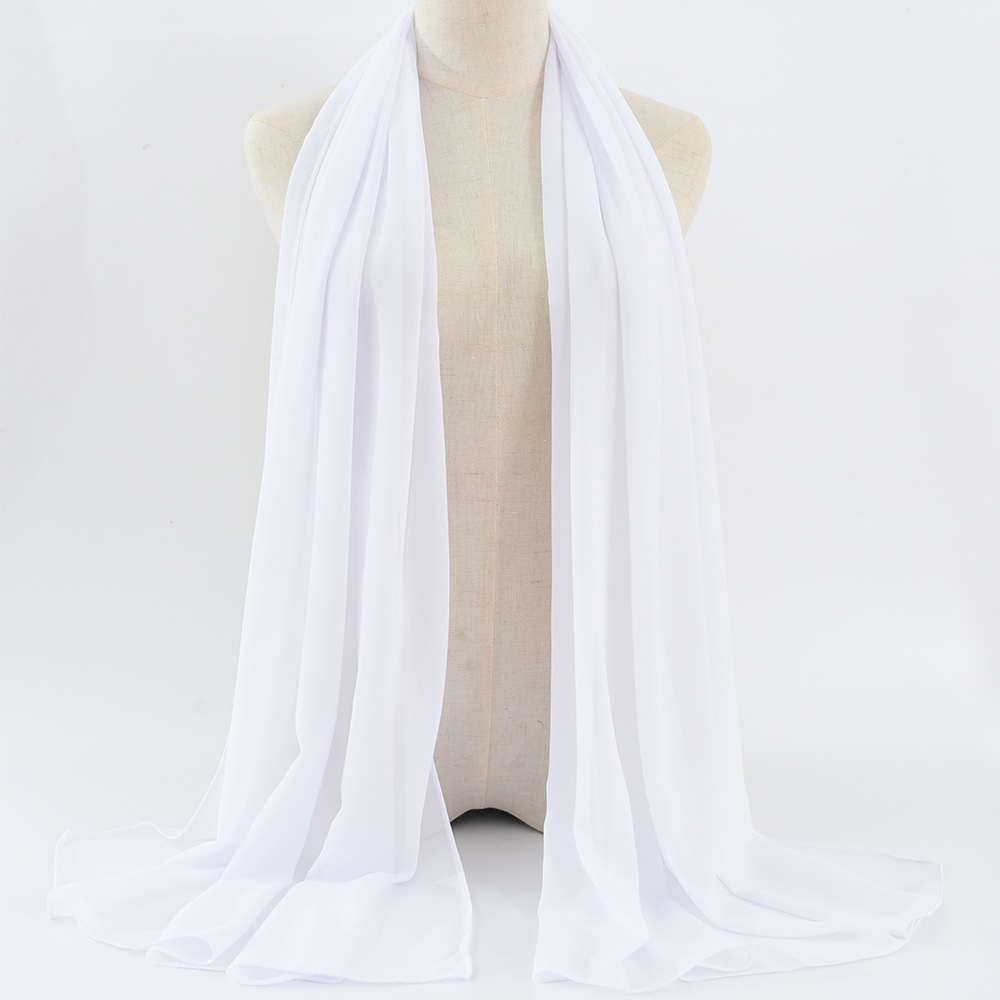 K1262 Full color solid color pearl chiffon bubble scarf gauze scarf long scarf Malaysia headscarf ladies scarf wholesale