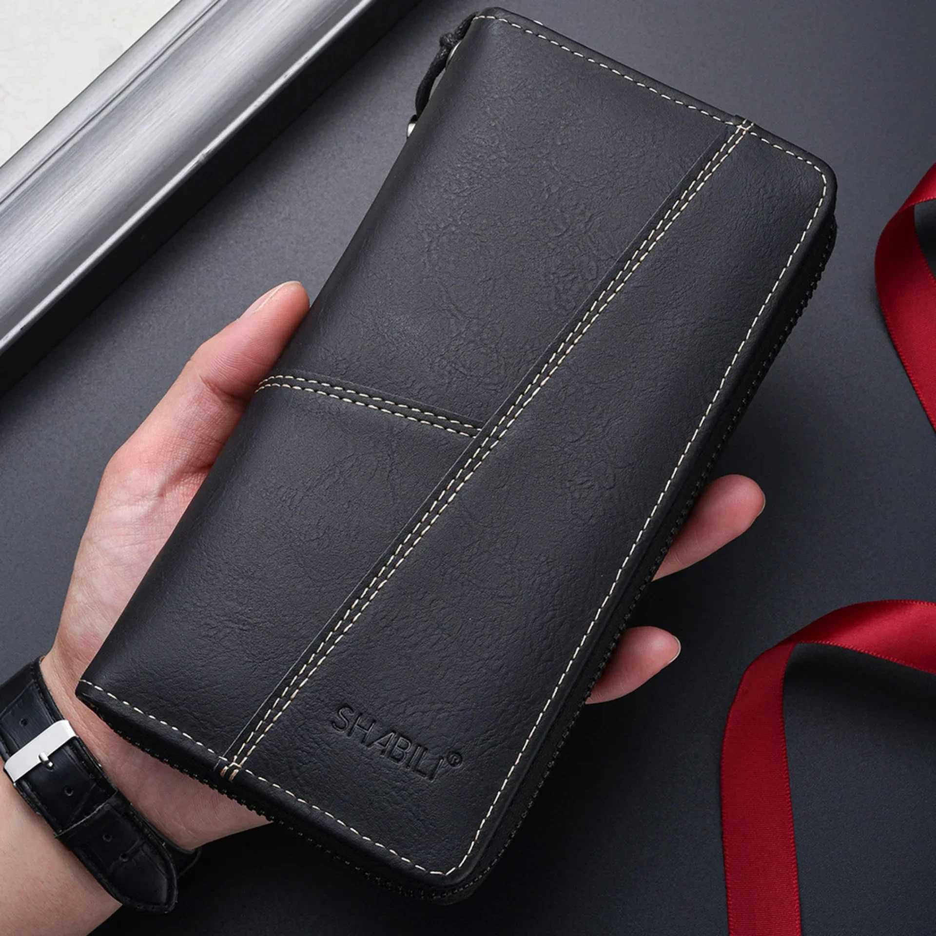 Men Leather Wallets LG Design Casual Purses M Zipper Wallet Coin Card Holders Slim May Bag High Capacity Credit Case Y250707