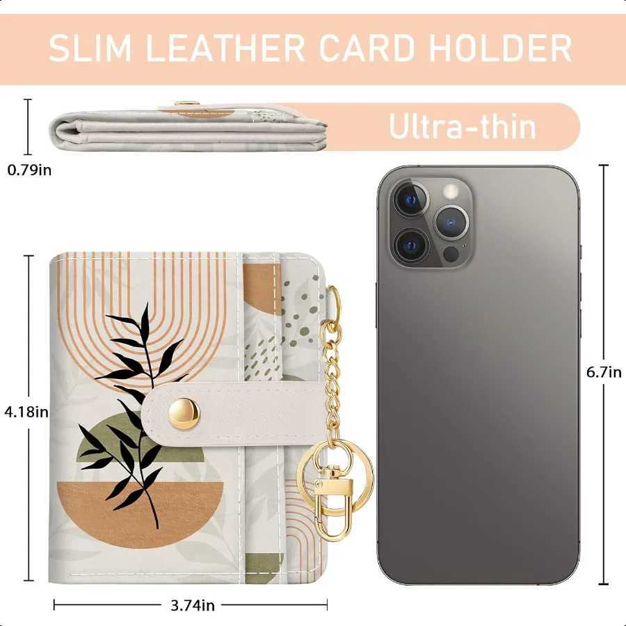 Abstract Boho Leaves Rfid Ladies Wallet Small Slim Thin Cpact Wen Wallet PU Leather Bifold C Zipper Coin Poc Y250707