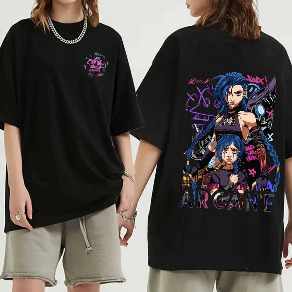 Arcane Jinx Graffiti T-shirt Monkey Game Fans Commemorative T-shirt Men and Women Can Wear Printed Cotton Fashion Short Sleeves XJ250707