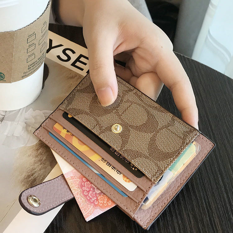 wallet designer woman 2025 New Women's Small Card Holder Wallet Genuine Leather Look Ultra Thin ID/Door Access Card Organizer