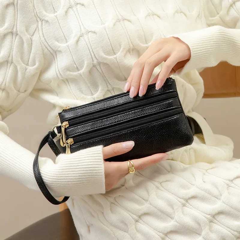Fi Three Zipper Wens Leather Wallets Large Capacity Solid Color Fem Purse Cluh Hand Bag Soft Leather Ladies Wallet Y250707