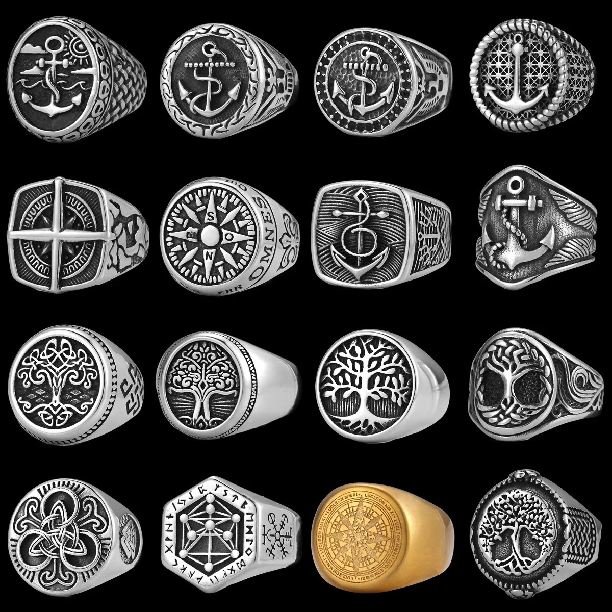 Viking Stainless Steel Tree of Life Viking Compass Ring Vintage Fashion Gifts Jewelry Party for Men and Women 250701