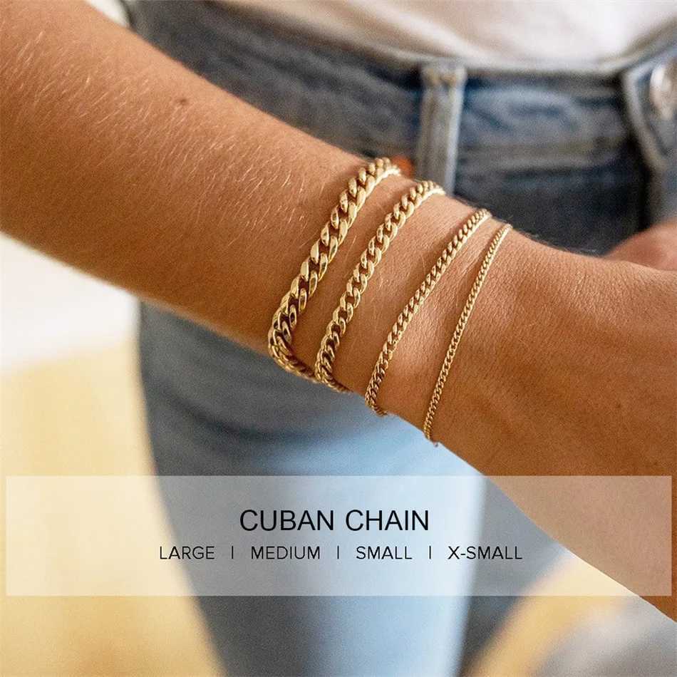 4MM/6MM/8MM Cuban Chain Bracelet for Women Classic Stainless Steel Gold-Plated Fashion Accessories Wholesale Factory DirectXJ250707