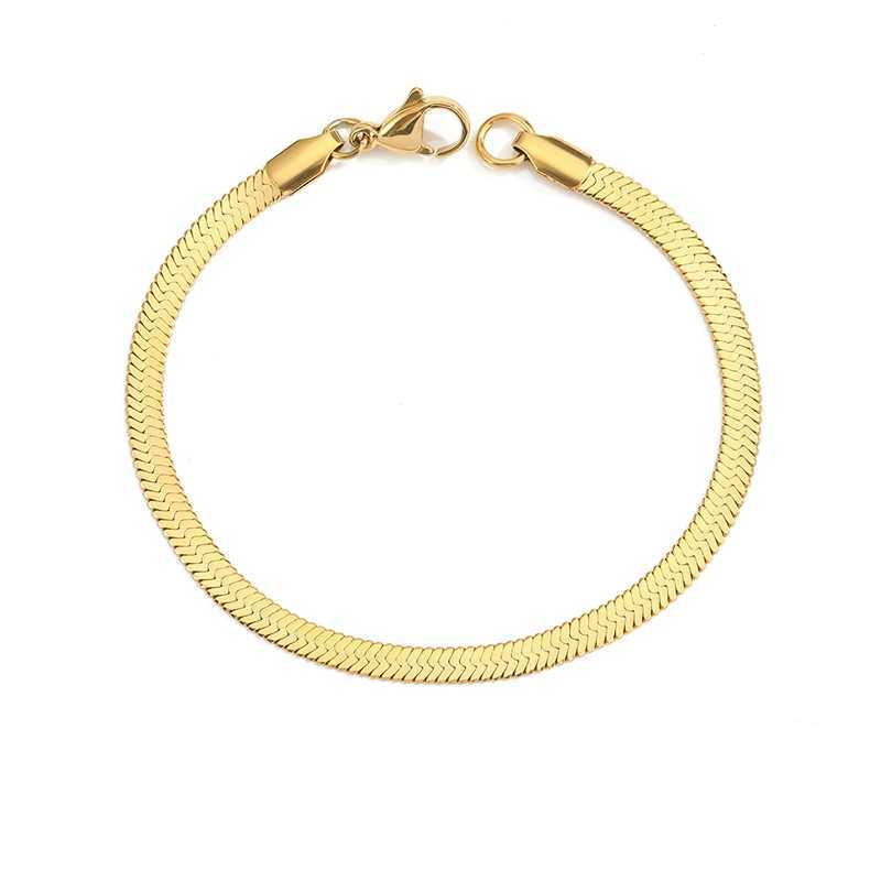 Minimalist Gold Color Herringbone Bracelet Flat Snake Chain Dainty Stack Bracelets for Women Handmade Jewelry Gifts Wholesale XJ250707