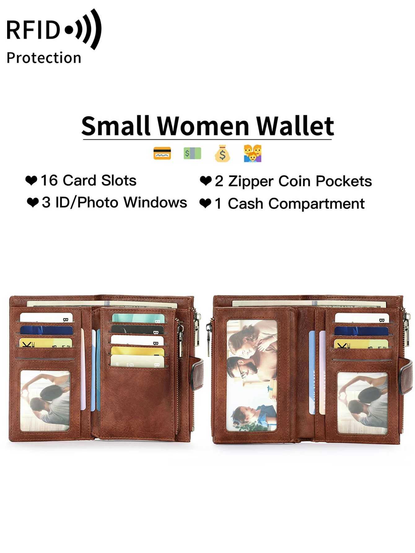5 Vintage Folding Strap Double Zipper Pocket Short Card Holder High Quality Luxury Portable Cluh Card Holder Y250707