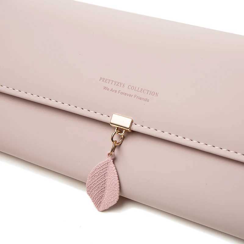 Hot Selling Spring and Summer New Mens PU Leather Japanese and Small Fresh Leaf Pendant Three Fold Bag Large Capacity Y250707