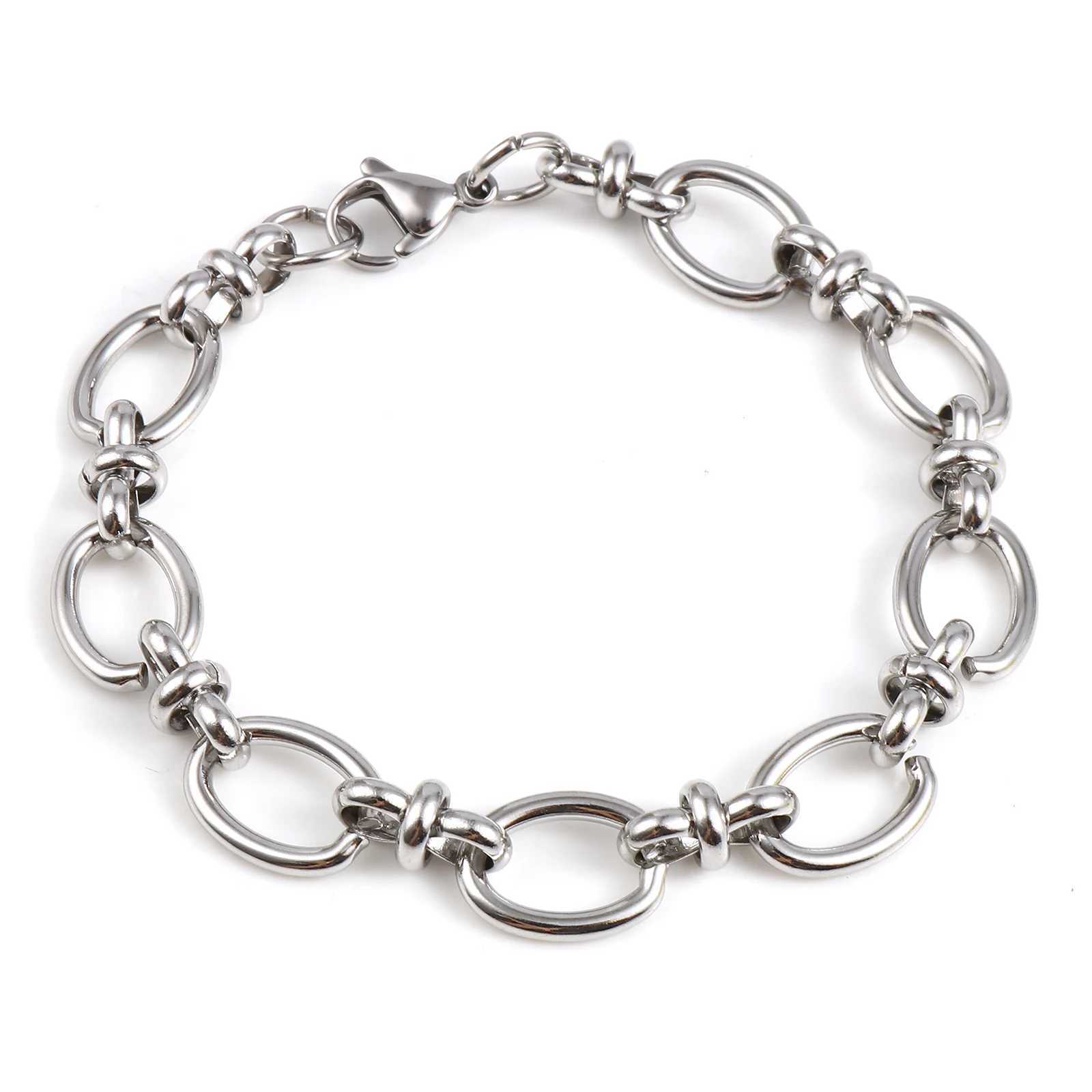 19.5cm long Punk Stainless Steel Oval Bracelets Trendy Chains Bracelet For Men Women Jewelry Gifts Handmade Exquisite Jewelry XJ250707