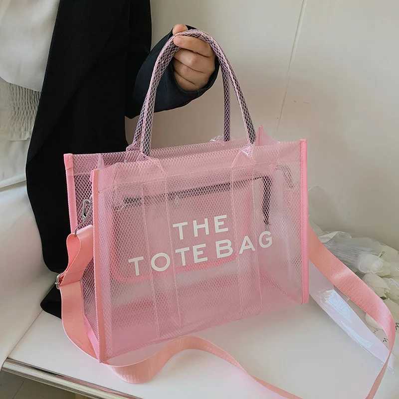 Summer The Tote Bags for Women Brand Designer Luxury Clear Beach Bag Ladies Pink Handbag Big Shopping Crossbody Totebag Hand Bag