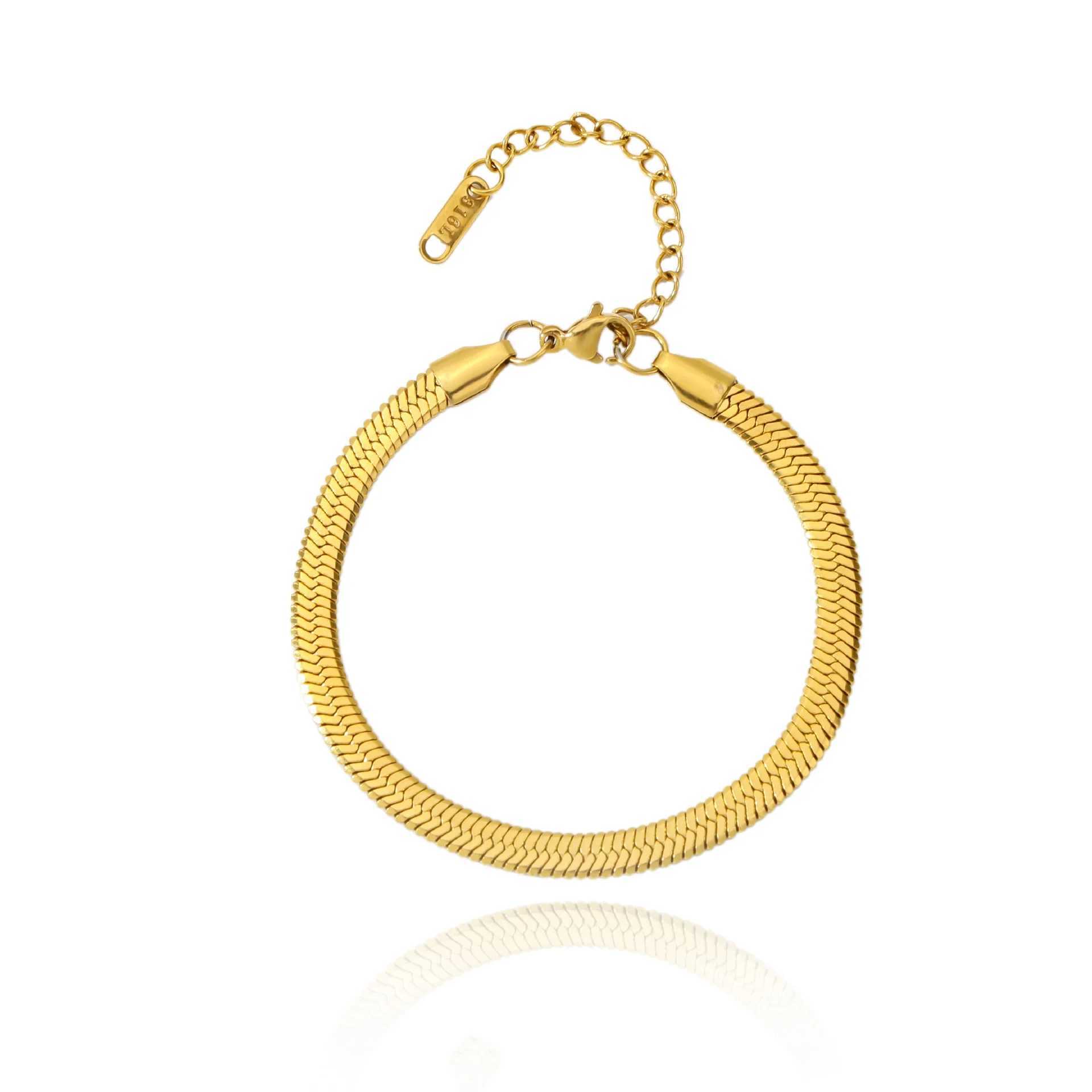 Hip Hop Stainless Steel Bracelet Gold Color Snake Chain Titanium Steel Bracelet for Women and Men Fashion Jewelry Accessories XJ250707