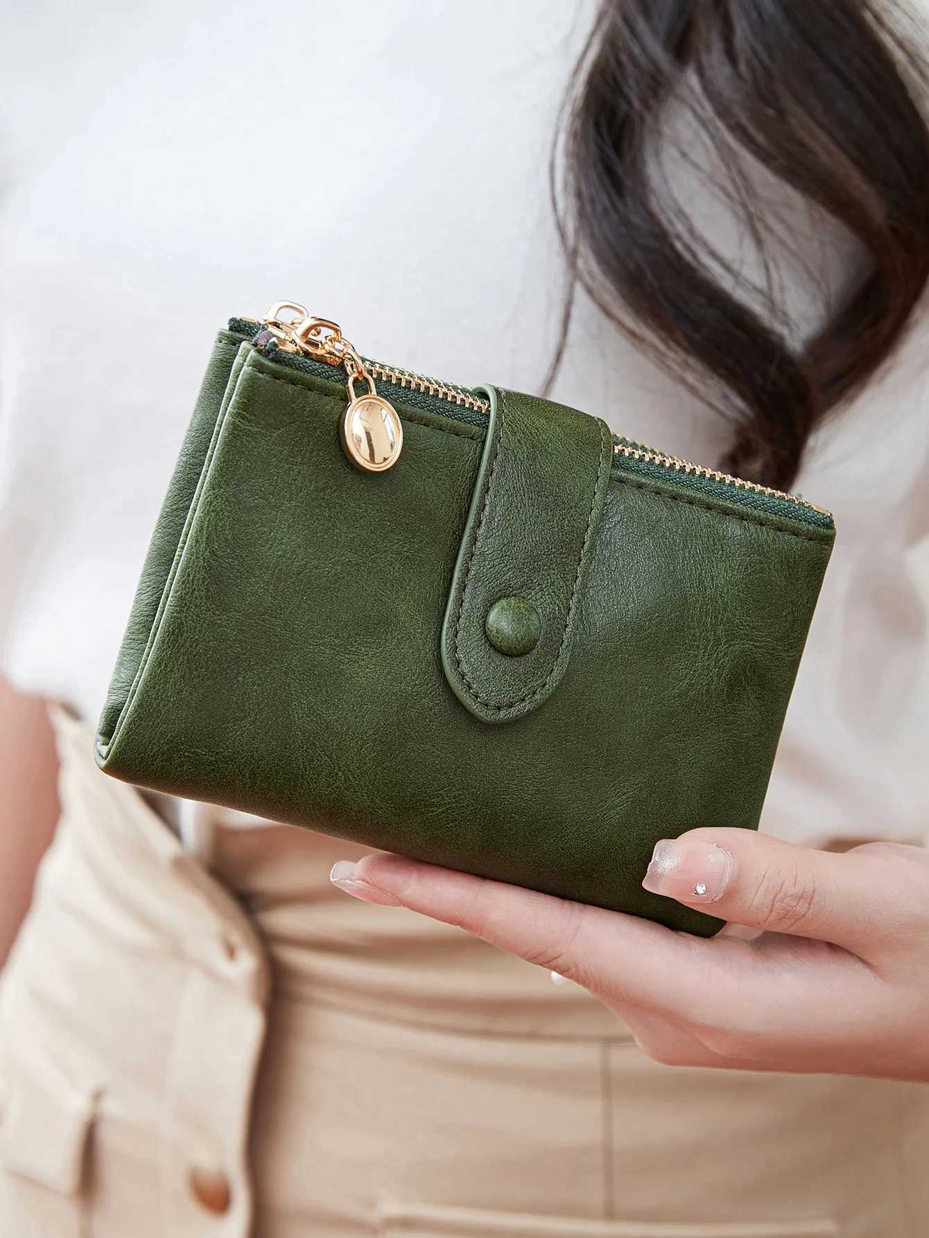 Minimalist Wens Wallet Short Three Layer Large Capacity Double Zipper Card Holder ID Card Credit Bank Card Holder Mey Bag Y250707