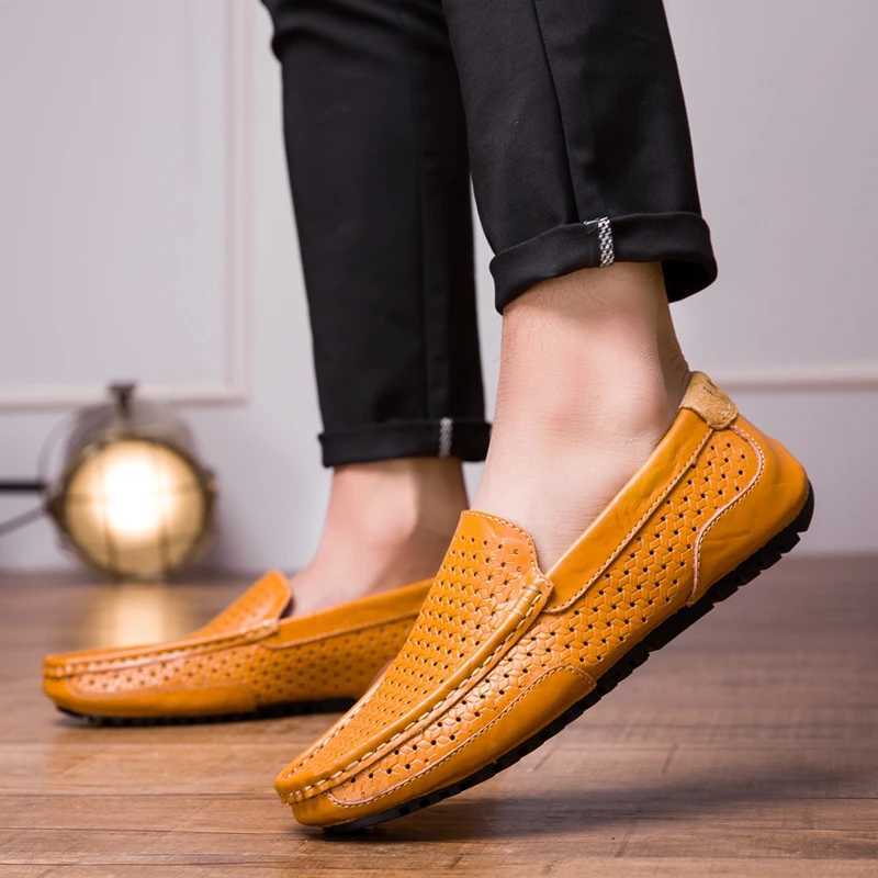 ioni Mens Casual Shoes Brand Mens Dress Shoes Classic Genuine Leather Mens Loafers Plus Size Classic Y250707