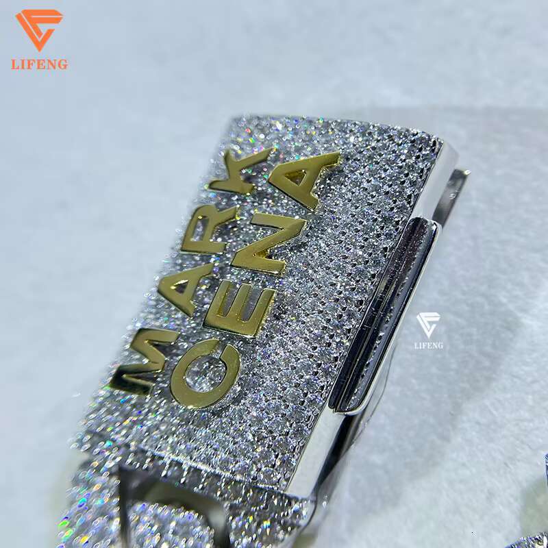 18mm 3-Rows Cuban Link Necklace for Men Custom Clasp 18K White Gold Plated Solid 925 Silver VVS Moissanite Diamond Miami